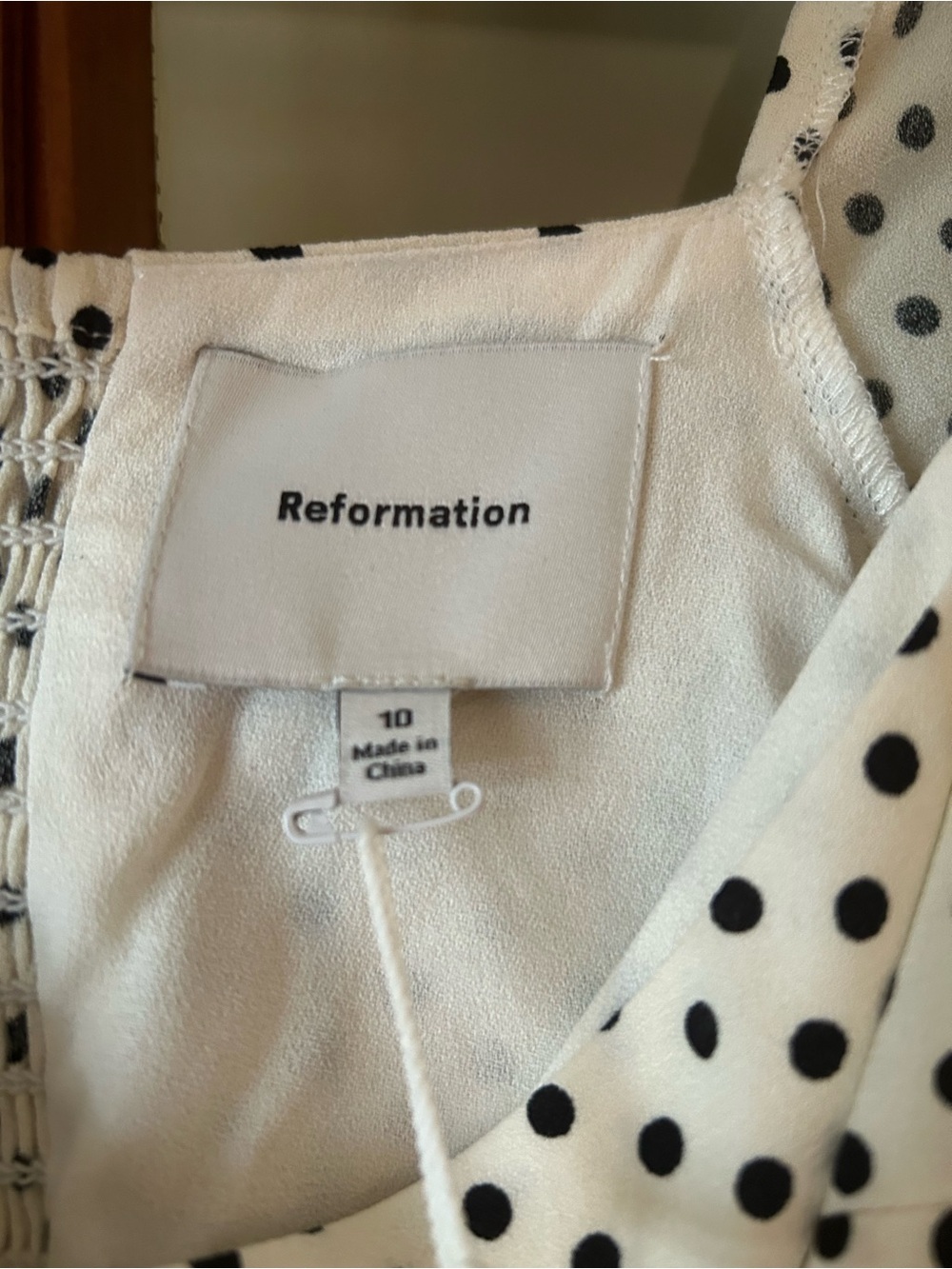 Reformation Inori White Black Polka Dot Square-Neck Midi Dress NWT - Picture 4 of 7